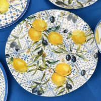 Assiettes en mélamine avec motif citron intégral, vaisselle durable pour restaurant, maison, cuisine