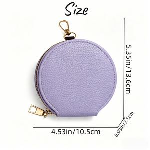 Custom <b>Name</b> Laser Engraved Small Coin Pouch Birth Flower Leather Fashion <b>Keyring</b> Minimalist Zipper Change - Product Image 6