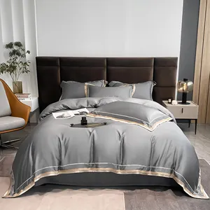 100% Lyocell 60s Fabric Bedding Set Embroidery Organic Duvet Cover Hot Selling Bed Sheets