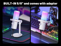 Microphones à condensateur RGB CMTECK XM560T, kit de microphone de jeu avec bras articulé pour équipement de studio d'enregistrement