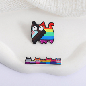 Arc-en-ciel chat émail broche LGBT fierté <span class=keywords><strong>Gay</strong></span> coloré chaton dessin animé Animal broche revers sac à dos Badge bijoux cadeau pour les amis - Product Image 3