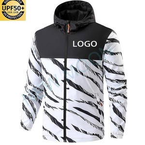 Custom UPF50+ Men's Windbreaker Causal Lightweight Windproof <b>Jacket</b> Drawstring <b>Zipper</b> Rainproof Camouflage Windbreaker <b>Jacket</b> - Product Image 1