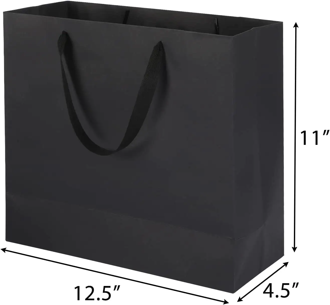 Sacs cadeaux noirs avec poignées grands sacs en papier Kraft sacs d'emballage robustes avec poignées en tissu