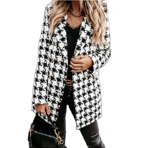 New Fashion Women's Coats Long Sleeve Double-breasted Winter Ladies Coat Turn-down Collar Regular Sleeve Casual Life 1pc/opp Bag