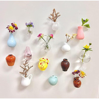 Vas Bunga Keramik Mini Magnetik Kreatif DIY, Hiasan Porselen untuk Stiker Kulkas, Dekorasi Ujung Jari & Hadiah Penuh Perhatian