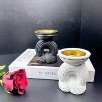 Brûleur d'encens de luxe simple et léger Brûleur du Moyen-Orient Tour portable Ensemble d'encens d'aromathérapie Ornements en céramique Artisanat