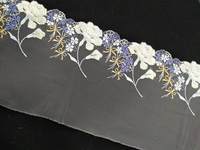 Kain Bordir Putih Terbaik, Kain Broderie Anglaise Lebar dengan Motif Bunga Biru untuk Gaun Pesta