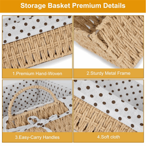 Panier à <span class=keywords><strong>papier</strong></span> toilette au <span class=keywords><strong>design</strong></span> moderne, paniers de rangement en osier pour l'étagère de rangement de la salle de bain - Product Image 3