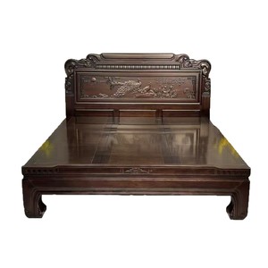 Cama de Madera Maciza de Palisandro Sudamericano, Cama Doble con Unión de Mortaja y Espiga, Cama Clásica Tallada para Dormitorio Principal - Product Image 5
