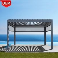 Pergola extérieure en aluminium 3x3 4x4 avec toit de terrasse imperméable et pare-soleil automatique