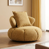 Fauteuil de détente moderne en forme de citrouille, pivotant, rembourré, pour salon, en tissu, pour la maison