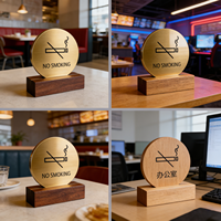 Fabricant de panneaux de table personnalisés « Interdiction de fumer », panneau de bureau en acrylique double face avec base en bois massif pour hôtel, restaurant, bureau