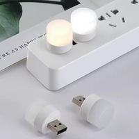 Lampe LED USB pour chambre à coucher, protection des yeux, petite lampe ronde, utilisable pour ordinateur, alimentation mobile, prises électriques