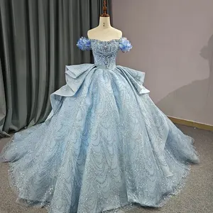 Jancember 6596 Fairy Blue Princess Beaded Evening Ball Gown Dresses For Sweet 16 Girls