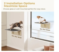 Hamac de fenêtre de chat en bois robuste conception d'impression animale perchoir durable pour animaux de compagnie avec ventouses pour la sécurité