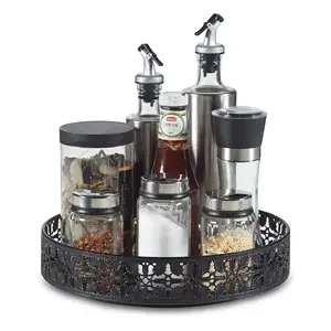 6 10 In Lazy Large Black Susan Revolving Turntable Metal Rotating Spice Rack Organizer Rotatable Storage Rack Tray For Cabinet