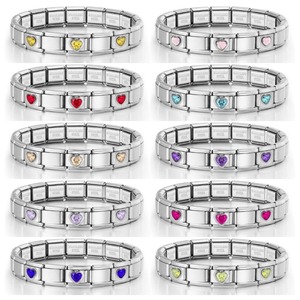 <strong>Italian</strong> Charm Module Bracelet Stainless Steel 3 Multi Color Love Simple Combination <strong>Novel</strong> Handmade DIY - Product Image 6