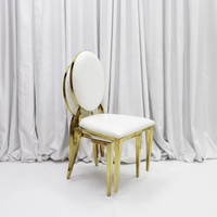 Chaise de Banquet et de Salle à Manger en Acier Inoxydable Doré Rond de Haute Qualité, Style Moderne pour Mariages, Fêtes et Hôtels