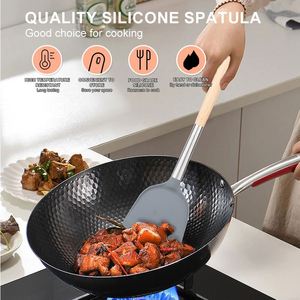 Hot Sale Premium Wood Handle Stainless Steel Cooking Spatula Silicone Colorful <b>Kitchen</b> Mini Utensils Set with <b>Storage</b> Holder - Product Image 2