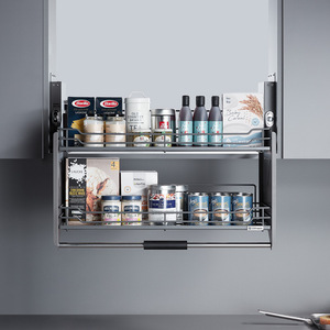 Unihopper Pull Down Basket Cabinet Organizer 600 800 900mm <b>Kitchen</b> <b>Storage</b> Minimalist Design Iron Chrome Plating - Product Image 2