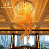 Grand lustre de luxe sur mesure pour décoration intérieure Villa Hall Hall Hall Hôtel Verre LED Éclairage d'escalier