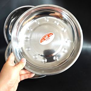 Assiette ronde en acier inoxydable de 24 mm d'épaisseur, assiette creuse pour usage domestique, vaisselle de cantine, assiette repas - Product Image 5