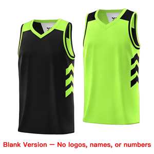 Maillot de basket-ball réversible double face personnalisé noir et vert néon - Product Image 3