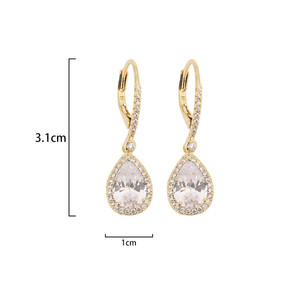 Boucles d'oreilles pendantes en zircon en forme de goutte, serties de pierres en or, argent et or rose, bijoux de mode pour femmes, pour mariage - Product Image 5