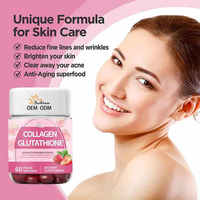 Gummies éclaircissantes pour la peau au glutathion et au collagène (60 unités) : Soutien OEM/ODM, modulent la réponse immunitaire, anti-photoâgning