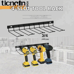 Support de perceuse mural en métal robuste support d'organisateur d'outils électriques à 4 fentes étagère de rangement simple entièrement assemblée pour <span class=keywords><strong>Garage</strong></span> - Product Image 2