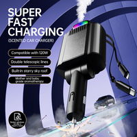 Nouveau chargeur de voiture multifonction 6 en 1, aromathérapie, chargeur de téléphone, 120W, charge ultra rapide, lumière ambiante ciel étoilé, chargeur de voiture