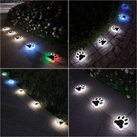 Lampes solaires de jardin en forme de patte de chien Rgb, lampes solaires de chemin de jardin IP65 étanches, lumière chaude, lampes solaires de pelouse pour allée, décoration de festival
