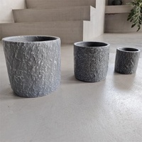Juego de 3 Macetas de Flores de Hormigón Minimalistas de Alta Calidad, Color Gris Texturizado, Ecológicas, para Interiores/Exteriores, para Decoración del Hogar y Jardín