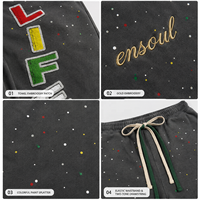 Shorts de survêtement en coton épais personnalisés avec strass, coupe ample, broderie, double cordon de serrage, streetwear pour hommes
