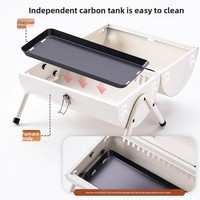 Barbecue portable pliable pour la maison et l'extérieur, avec brochettes, ensemble complet, gril à charbon de bois avec double grille de cuisson et poêle à frire