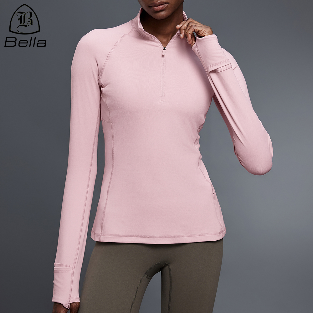 High-end Custom Activewear Stand Collar Quarter Zip Sports Jacket Women's Long Sleeve Workout Yoga Top