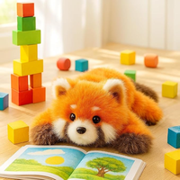 Peluche Panda Rouge Adorable en Peluche Douce, Cadeau d'Anniversaire Mignon pour Enfants et Adultes