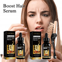 30 jours efficace naturel 5% vitamines huile sérum avec Derma Roller Kit stimuler la croissance des cheveux traitements anti-chute de cheveux pour les femmes