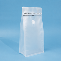 Sacs d'emballage transparents pour café en gros d'usine avec valve et fermeture éclair, pochette transparente pour grains torréfiés, sac à café à huit soudures latérales