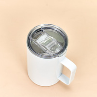 Mug isotherme classique en acier inoxydable blanc vierge pour sublimation, avec poignée et base unie, pour personnalisation par transfert thermique