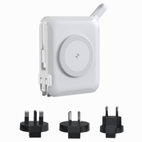 Chargeur de voyage multifonctionnel 5 en 1 15000mAh avec prise murale intégrée, charge rapide sans fil 15W, PD65W USB-C pour la charge rapide des ordinateurs portables