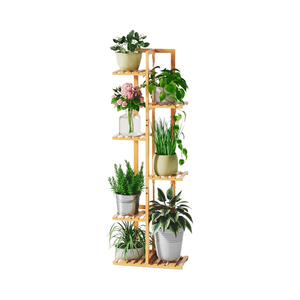 48-Zoll-großer natürlicher Eck-Zimmer pflanzen halter 6-stufiger 7-Topf-Bambusständer <span class=keywords><strong>Tiered</strong></span> Flower Pots Planters für Garten anwendungen - Product Image 1