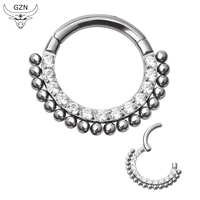 Astm F136 Titane Articulé Segment Cerceau CZ Pave Septum Anneau Septum Clickers Piercing Corps Bijoux Boucles D'oreilles Nez Anneaux En Gros