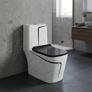 มาตรฐาน ovs Ada ที่ทันสมัยแบบชิ้นเดียวติดตั้งบนพื้นห้องน้ำเซรามิก siphonic WC ที่คลุมที่นั่งสีดำสำหรับห้องน้ำ - Product Image 2