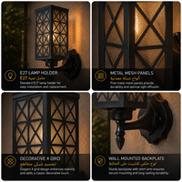 Lanterne murale décorative d'extérieur avec cadre en treillis diamanté pour l'éclairage d'entrée de villa