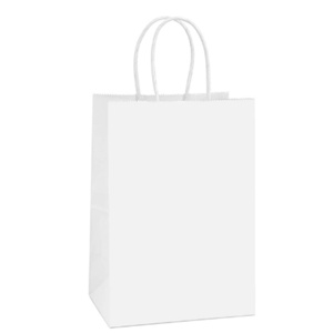 Sacs en papier kraft recyclés avec poignées découpées, blancs, bruns, noirs, pour courses et plats à emporter, avec logo, vente en gros - Product Image 3