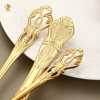 Ensemble de couverts de luxe baroque royal plaqué or pour mariage, couteau à steak, fourchette, cuillère, ensemble de couverts en acier inoxydable