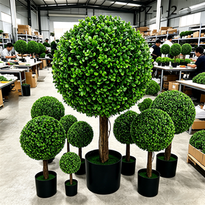 Árbol esférico de boj artificial en maceta, arbusto de plástico para paisajismo en exteriores, jardín, villa, hotel, centro comercial, terraza - Product Image 2