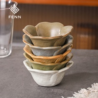 Bol en céramique en forme de fleur FENN, plat à sauce soja, bol à assaisonnement japonais, plat à sushi, vente en gros pour restaurants