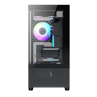Boîtier d'ordinateur de jeu de bureau MATX MicroATX Mid Tower avec trous, construction en acier et fenêtre latérale pour aquarium
